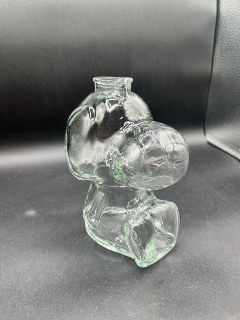 Vintage Peanuts Snoopy Clear Glass Coin Piggy Bank 6 Inches Tall ✅